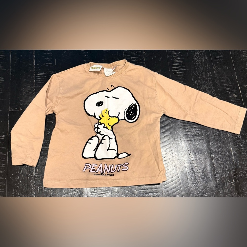Peanuts Zara Kids Snoopy Tan Long Sleeve Shirt - 3-4 yrs